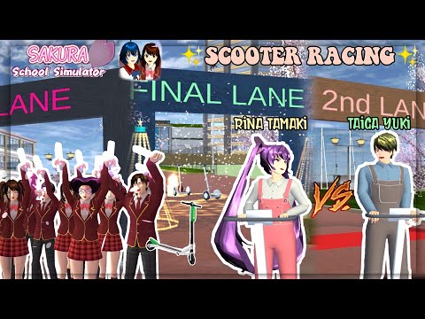 Rina Tamaki Vs. Taiga Yuki | Racing of Scooter | Sakura School Simulator
