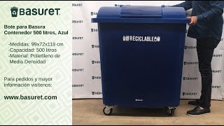 Basuret Botes de Basura Contenedor 500 litros, Azul