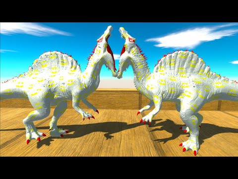 DUO ALBINO SPINOSAURUS JURASSIC DEATH RUN - Animal Revolt Battle Simulator