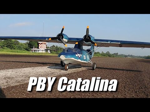 Big Size PBY Catalina RC Model Maiden Flight : Almost Crash 3 Times!!