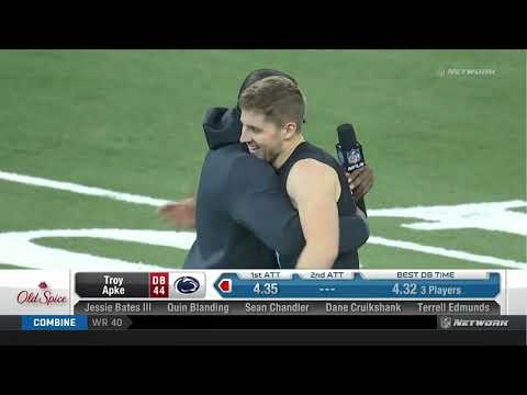 Troy Apke 4.34 Timothy Bates 40 yard dash at 2018 NFL Draft Combine White LIghtning