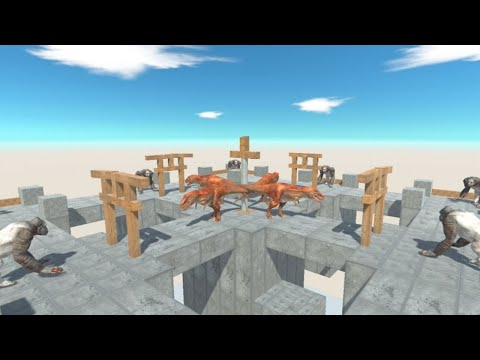 4 T-REX as Sword Guardians vs ALL UNITS in Sky Temple Animal Revolt Battle Simulator