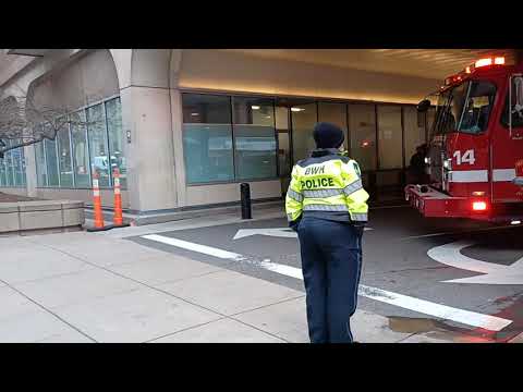 Boston fire department investigate a small dumpster fire at Brigham and Women's Hospital