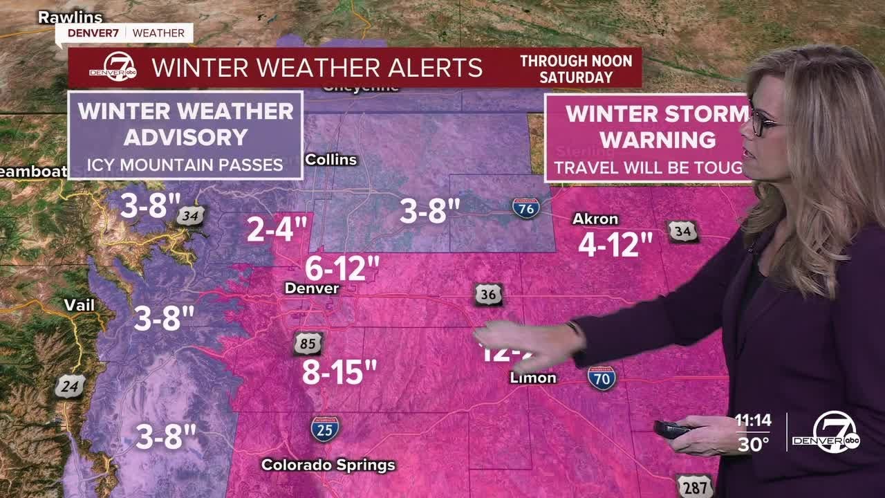 Denver snow latest: 11 a.m. Friday updated weather