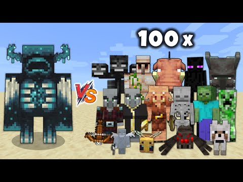Warden vs 100x All Mob in Minecraft (Part 1) - Warden vs Mobs 1v100