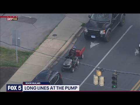 Maryland lawnmower driver waits in line for gas amid shortages | FOX 5 DC