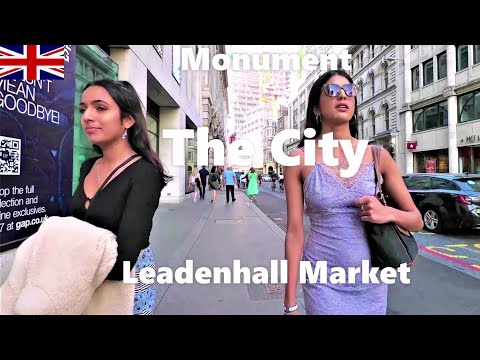 🙃Monument, Leadenhall Markets, Gherkin, The City of London, Financial District. London walk (4K)