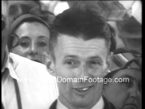 1938 "Wrong Way" Douglas Corrigan explains accidental flight to Ireland archival footage
