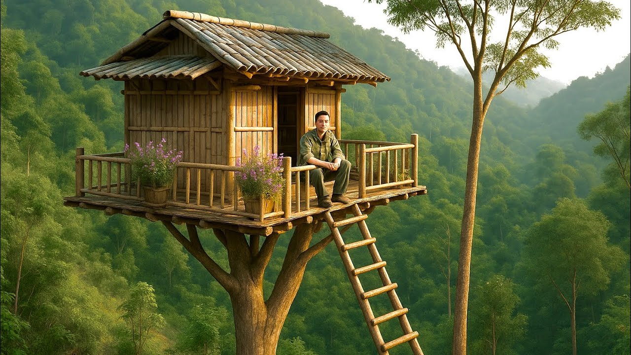 Build A Dream Tree House With A Porch Tables Chairs And A Vegetable Garden!