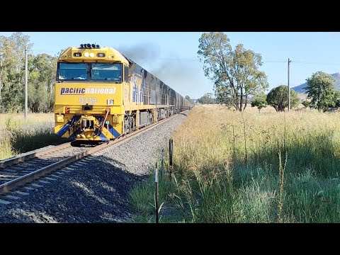 Pacific National coal train 9319 9202 TT113 Braefield NSW destination Kooragang island 8-1-2023