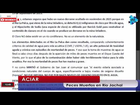 OMAR ACIAR - CONTAMINACION EN EL RIO JACHAL - RESUMEN DE NOTICIAS - 03-12-25