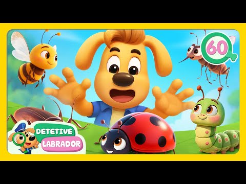 Coletando Insetos 🐞 Historinha Engraçada do Detetive Labrador 🔍 Desenhos Animados