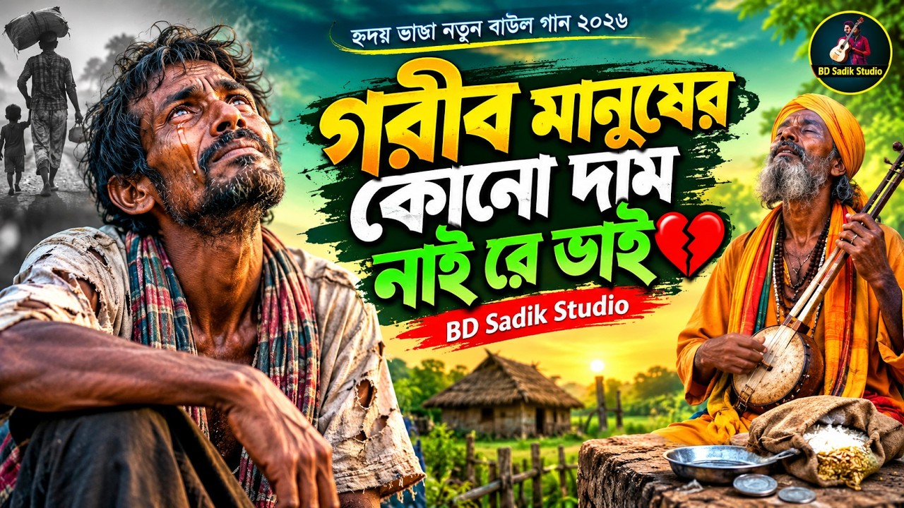 গরীব মানুষের কোনো দাম নাই রে ভাই 💔 | হৃদয় ভাঙা নতুন বাউল গান ২০২৬ | BD Sadik Studio