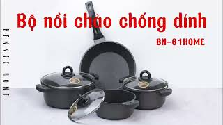 Bộ nồi chảo vân đá chống dính BENNIX TERRA BN 01HOME, nồi dành cho mọi loại bếp #bennix #bonoida