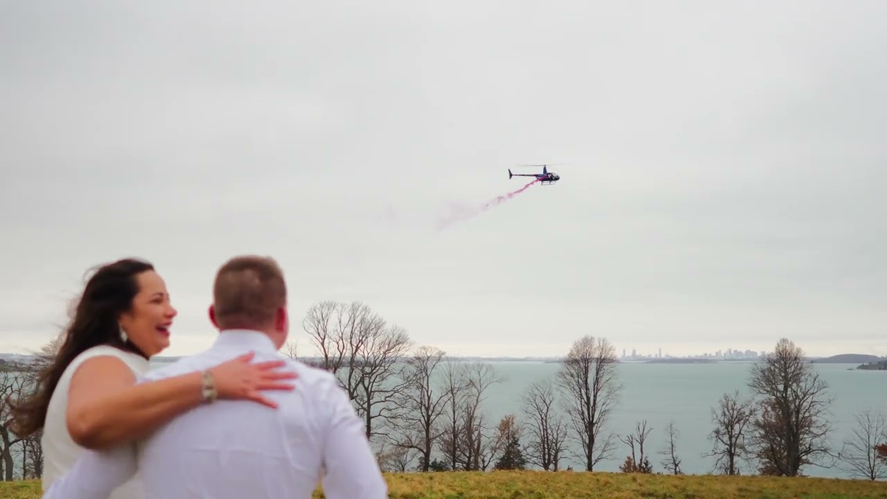 Gender Reveal from a helicopter Helicopter Tour Boston A Boston
