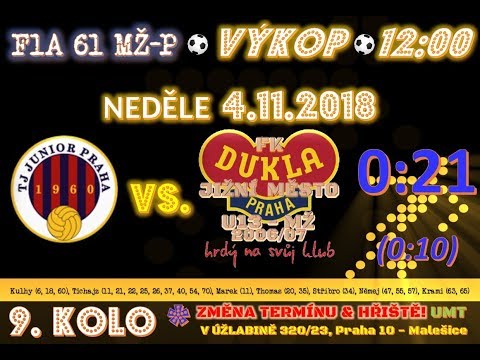 9.kolo ⚽ FK DUKLA Jižní Město U13 @ Tj Junior Praha ◙ 4.11.2018 ᴴᴰ