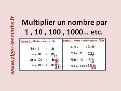 Multiplier par 10 , 100 , 1000 ... etc | Piger-lesmaths.fr