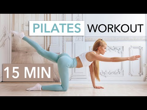Фитнес 15 MIN PILATES WORKOUT — Slow Full Body Toning / knee friendly, low impact