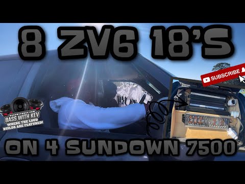 CHOP GIBBS 8 SUNDOWN ZV6 18 INCH SUBWOOFERS ON 4 SUNDOWN 7500 AMPLIFIERS