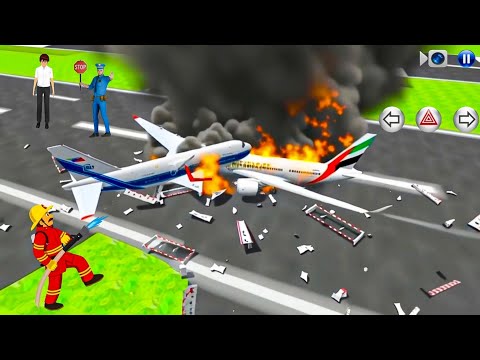 🔥 Airplane Crash Simulation 3D | Airport Fire Rescue Mission ✈️ | 3D Driving Class Android Gameplay 