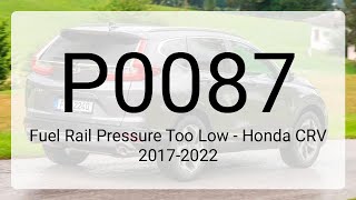 DTC P0087: Fuel Rail Pressure Too Low - Honda CRV 2017-2022
