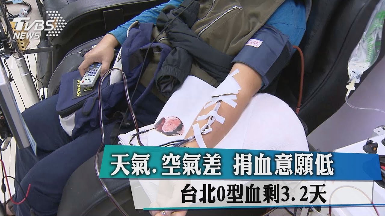 天氣、空氣差捐血意願低 台北O型血剩3.2天