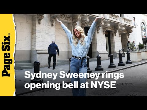 Sydney Sweeney rings the opening bell at the New York Stock Exchange for American Eagle
