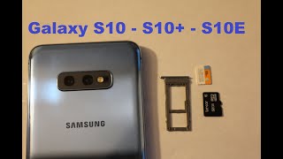 Samsung Galaxy S10, s10 Plus , S10e   insert or remove sim card and sd card ..