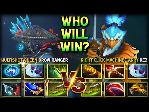 WHO WILL WIN? | MULTISHOT QUEEN DROW RANGER VS. RIGHT CLICK MACHINE KEZ | 7.39e DOTA 2