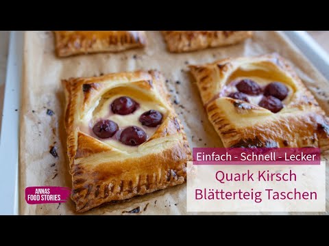 Quark Kirsch Blätterteig Gebäck 🥰 -  sooo einfach und lecker - Rezept