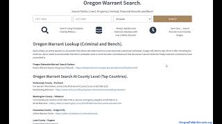 Oregon Warrant Search (Active Arrest, Bench, Felony Lookup Online).