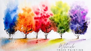 Trees Painting | Easy & Colorful Tutorial for Beginners | watercolor painting