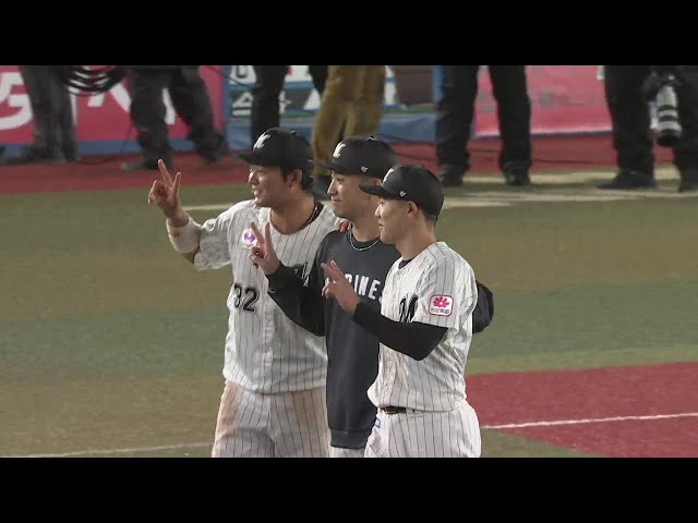 マリーンズ・佐藤都志也選手・友杉篤輝選手・小島和哉投手ヒーローインタビュー 4月26日 千葉ロッテマリーンズ 対 埼玉西武ライオンズ