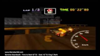 Mario Kart 64 - Time Trials - Banshee Boardwalk 42"28 King C [N64 PAL]