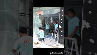 ชุดประตูบานเปลือยเปิดคู่กระจกเท็มเปอร์นิรภัย