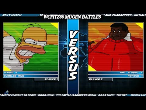 WCFITZ88 MUGEN Battles | Homer X & Bubbles MVC vs Fat Albert X & Popeye X