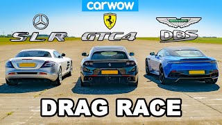 [carwow] Mercedes SLR McLaren vs Ferrari GTC4 vs Aston DBS: DRAG RACE