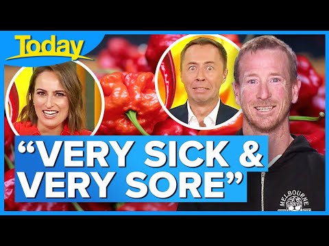 Man ate record 55 Carolina Reaper chillis in 10 minutes | Today Show Australia