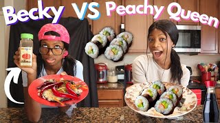 Becky And Peachy Queen Sushi Making Competition! Who's Best? | Becky Vs Peachy Queen ep. 2