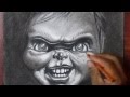 Drawing Chucky Charcoal Time Lapse