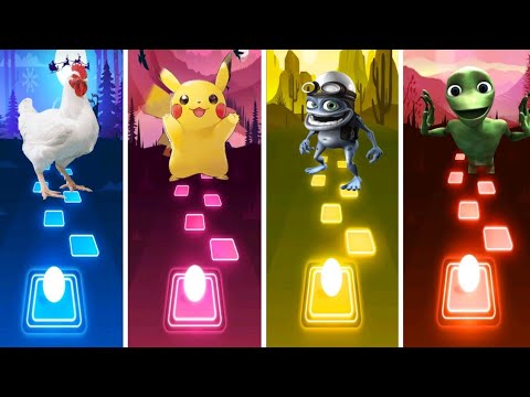 Chicken Song VS Pikachu VS Crazy frog VS Alien Dance VS |'Custom Level' | Tiles Hop Edm Rush