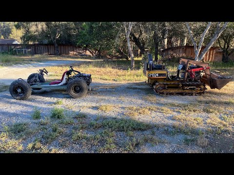 4wd go kart vs mini dozer tug of war!