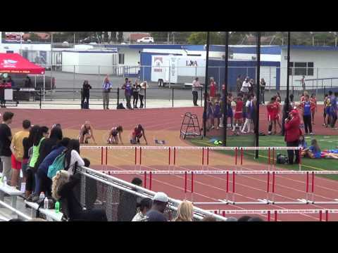 VarG 100m Hurdles vs Fountain Valley 4-22-15 - Los Alamitos Girls