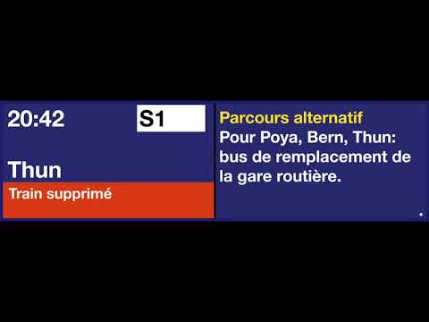 annonce CFF / SBB Ansage (TTS) - Ausfallmeldung zur S1 nach Thun (Bauarbeiten)