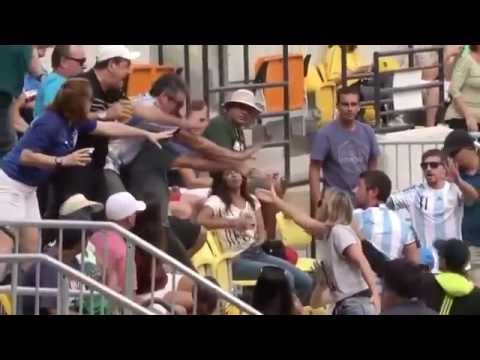 Rio Olympics 2016: Fight between Fans at the stadium during a soccer match.