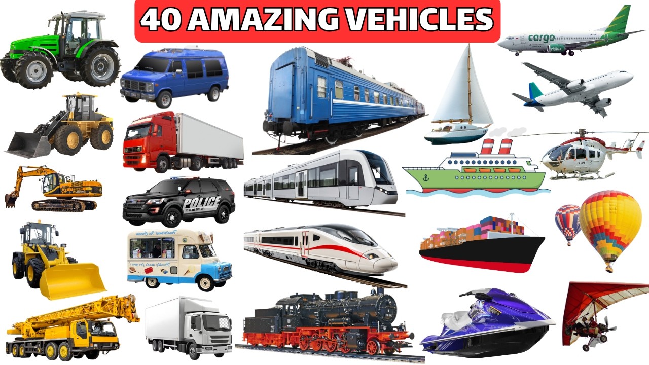 Vehicle Names | Learn 40 Vehicle Names in English with sounds | Vehicles Vocabulary #vehiclesname