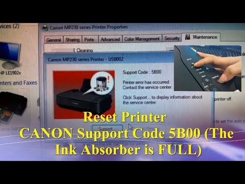 Reset Printer CANON Support Code  Error 5B00, The Ink Absorber is FULL Video
