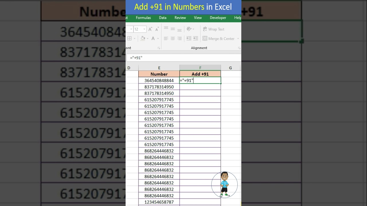 Add +91 in Numbers in Excel #excel #exceltips #exceltutorial #msexcel #microsoftexcel #developer