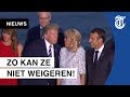 Trump eist kusje van Macrons vrouw
