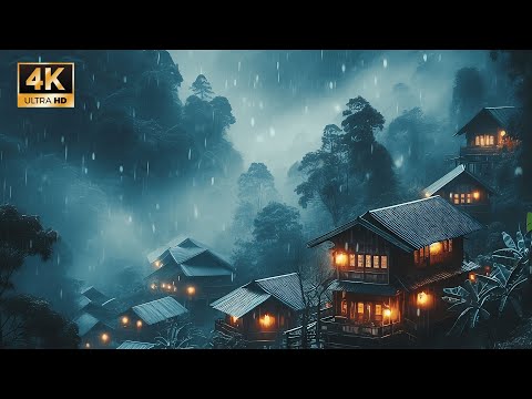 [Rain Sound 4K] Rainy Day at a Serene Ancient Japanese Temple : Zen Music for Meditation and Healing